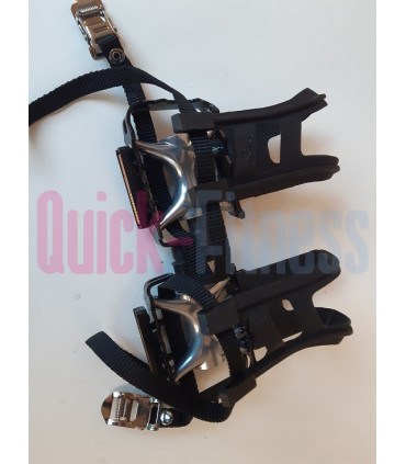 Pedales spinning Wellgo con calapies y correas  Rosca 9/16"  (14mm)